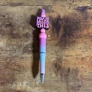 Pink and Blue Gradient Pen with Motivational Topper